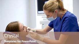  Presentation with patient care - Presentation theme having child specialist - people medicine stomatology and health background and a coral colored foreground