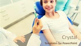  Presentation with dental office - Audience pleasing presentation theme consisting of people medicine stomatology and health care concept -close up of dentist hand holding toothbrush and patient girl at dental clinic office backdrop and a lemonade colored foreground