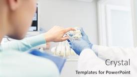  Presentation with jaw - Beautiful PPT layouts featuring people medicine stomatology and health care concept - close up of dentist and patient pointing finger to jaw or teeth layout at dental clinic office backdrop and a white colored foreground