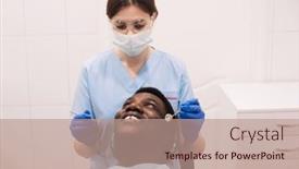  Presentation with black patient - Presentation theme consisting of people-medicine-stomatology-technology background and a coral colored foreground