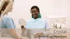  Presentation with technology health - Presentation enhanced with people-medicine-stomatology-technology background and a coral colored foreground