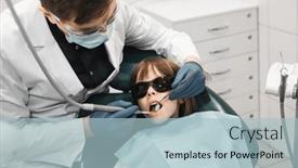  Presentation with health technology - Presentation design featuring people-medicine-stomatology-technology background and a light blue colored foreground