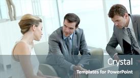  Presentation with airport lounge - Presentation design featuring people meeting in airport lounge background and a ocean colored foreground