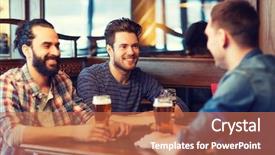  Presentation with pub - Audience pleasing PPT theme consisting of beer at bar or pub backdrop and a coral colored foreground