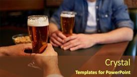  Presentation with pub - PPT theme with people men leisure friendship and communication concept - close up of male friends drinking draft beer at bar or pub background and a tawny brown colored foreground