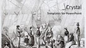  Presentation with migration - Amazing PPT layouts having people migration - emigrants in le havre seaport backdrop and a light gray colored foreground