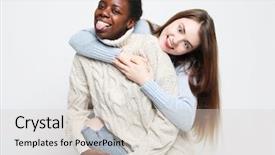  Presentation with friendship - Presentation theme featuring people migration - multiethnic friendship concept cheerful european background and a lemonade colored foreground