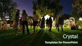  Presentation with free music - Amazing slide set having people mingling at a free backdrop and a wine colored foreground