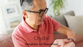  Presentation with smart home - Amazing PPT layouts having people modern technology and time concept - close up of asian man with smart watch at home backdrop and a red colored foreground