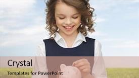  Presentation with health money insurance concept - Presentation theme with people money finances and savings background and a coral colored foreground