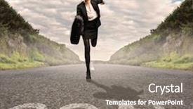  Presentation with motivation - Presentation theme consisting of people motvation - businesswoman on a road running background and a gray colored foreground