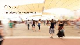  Presentation with artistic - Amazing slide set having people moving artistic blurred image backdrop and a cream colored foreground