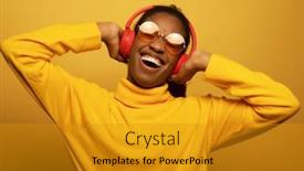  Presentation with yellow music - Slides with people-music-emotions-concept-young background and a gold colored foreground