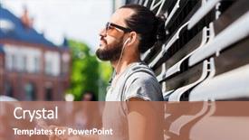  Presentation with latin music - Slide deck consisting of people music technology leisure background and a coral colored foreground