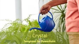  Presentation with home care - PPT theme featuring people-nature-and-plants-care background and a gold colored foreground