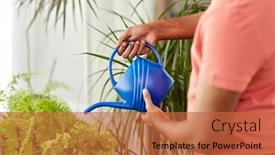  Presentation with home care - Audience pleasing PPT theme consisting of people-nature-and-plants-care backdrop and a red colored foreground