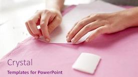  Presentation with tailoring - Beautiful PPT theme featuring people-needlework-and-tailoring-concept backdrop and a lemonade colored foreground