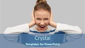  Presentation with teenage girl - Colorful PPT theme enhanced with people-noise-and-stress-concept backdrop and a ocean colored foreground