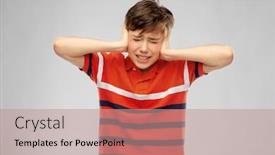  Presentation with noise - PPT layouts with people-noise-and-stress-concept background and a coral colored foreground