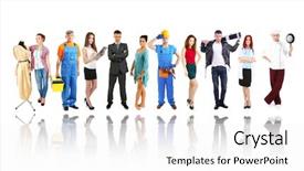  Presentation with people collage - Cool new PPT theme with people of different professions backdrop and a white colored foreground