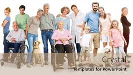  Presentation with generations - Presentation design with people-of-many-generations-together background and a coral colored foreground