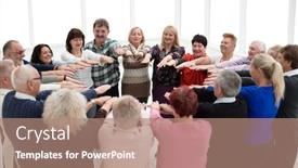  Presentation with people - Audience pleasing PPT theme consisting of people-of-respectable-arms-extended backdrop and a coral colored foreground