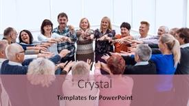  Presentation with people - PPT theme consisting of people-of-respectable-arms-extended background and a coral colored foreground