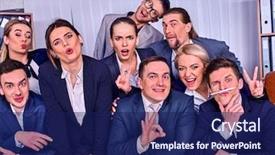  Presentation with school leadership - Presentation design with people office in high school background and a navy blue colored foreground