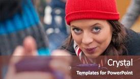  Presentation with market - Theme having people on a christmas market background and a tawny brown colored foreground