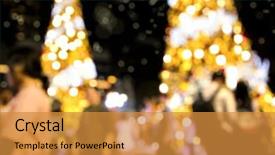  Presentation with people street - Amazing slide set having people on city street backdrop and a gold colored foreground