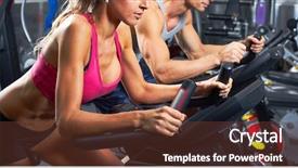  Presentation with trainer - Beautiful slides featuring people on elliptical trainer backdrop and a tawny brown colored foreground