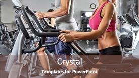  Presentation with trainer - Amazing slides having people on elliptical trainer backdrop and a tawny brown colored foreground