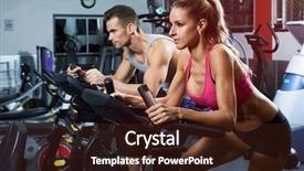  Presentation with trainer - Audience pleasing slide set consisting of people on elliptical trainer backdrop and a tawny brown colored foreground