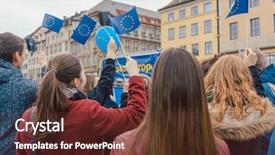 Presentation with rally - Audience pleasing theme consisting of people on rally or demonstration backdrop and a tawny brown colored foreground
