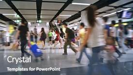  Presentation with sub station - PPT theme having people on subway station blur background and a dark gray colored foreground