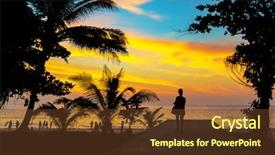  Presentation with sunset beach - Beautiful presentation featuring people on the bach backdrop and a tawny brown colored foreground