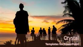  Presentation with sunset beach - Slides consisting of people on the bach background and a wine colored foreground