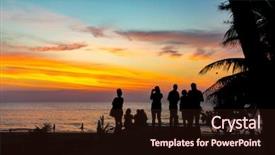  Presentation with sunset beach - Colorful slides enhanced with people on the bach backdrop and a wine colored foreground