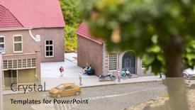  Presentation with people street - Slides with people-on-the-street-city background and a coral colored foreground