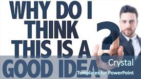  Presentation with think - Beautiful slide deck featuring people oratory - business man pointing the text backdrop and a ocean colored foreground