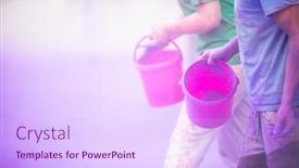  Presentation with color run - Slide deck having people-participating-in-the-color background and a sky blue colored foreground