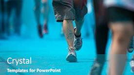  Presentation with color run - PPT theme having people-participating-in-the-color background and a teal colored foreground