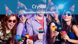  Presentation with cocktail party - Slides with people party - young company celebrates the holiday background and a teal colored foreground