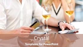  Presentation with payment - Amazing slide deck having people-payment-and-finances-concept backdrop and a coral colored foreground