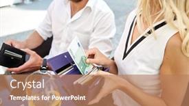  Presentation with sharing - PPT layouts with people-payment-and-finances-concept background and a coral colored foreground