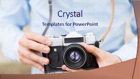  Presentation with camera film - Colorful slide set enhanced with people photography technology leisure backdrop and a sky blue colored foreground