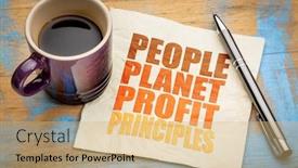  Presentation with business profit - Cool new slide set with people-planet-profit-principles-sustainable backdrop and a coral colored foreground