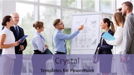  Presentation with team planning - Beautiful slide deck featuring people-planning-and-strategy-concept backdrop and a violet colored foreground