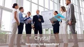  Presentation with flip chart - PPT theme consisting of people-planning-and-strategy-concept background and a gray colored foreground