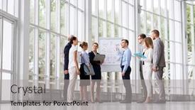  Presentation with flip chart - Colorful presentation design enhanced with people-planning-and-strategy-concept backdrop and a light gray colored foreground